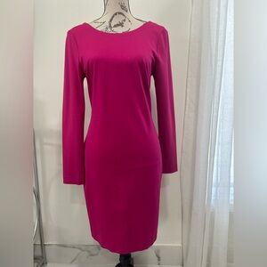 Banana Republic Midi Pink Long Sleeve Sheath Round Neckline Bodycon